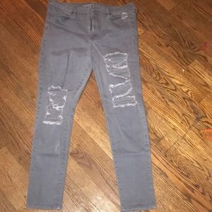 American Eagle Grey Ripped Skinny Jeans